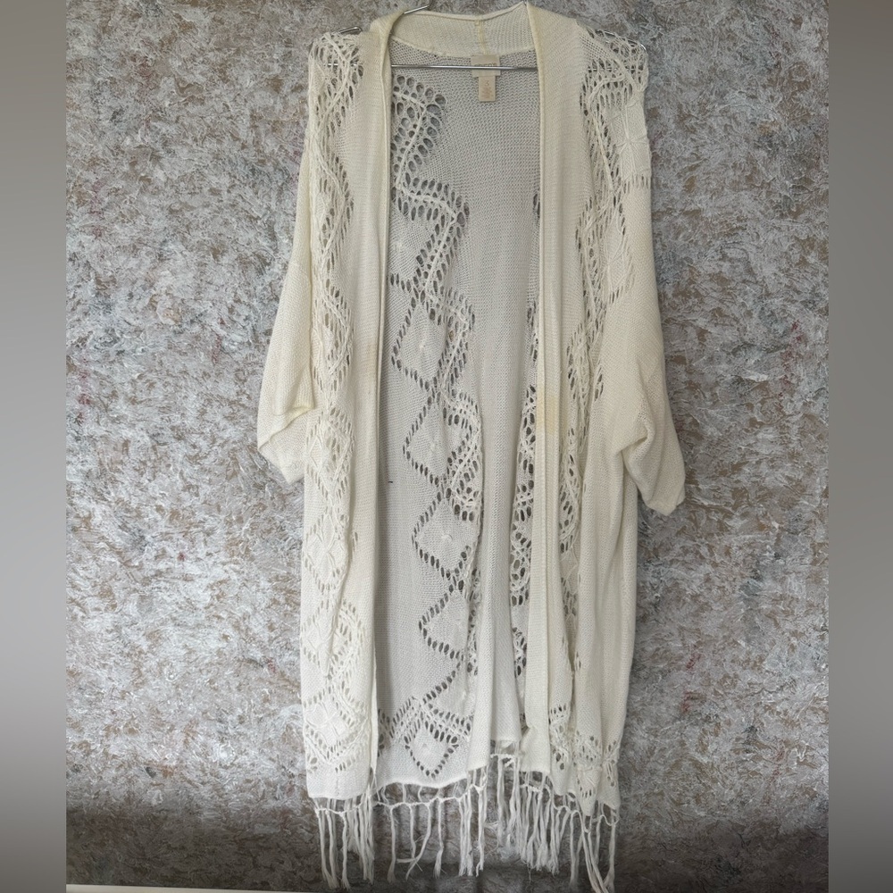 Chico's Cream Crochet Cardigan Sweater